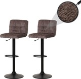 thumbnail of 2er-Set Barhocker gepolstert mit Lehne | Sitzhöhe 63-83cm | höhenverstellbar drehbar | Stoff Chenille | Braun| Tresenhocker Barstuhl