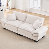 thumbnail of 3-Sitzer Sofa Samt ultratief Massivholzrahmen gepolsterte Armlehnen stabile Kunststofffüße 220x80 Kissen Wohnzimmer Sofa Beige