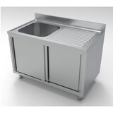 thumbnail of Combisteel Spülschrank mit 2 Türen und 1 Becken links aus Edelstahl 1200x700x850mm