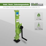 thumbnail of Stockwinde Zahnstangenwinde 1500 kg 60-90 cm Höhe auomatische Bremse große Grundplatte Hubwinde