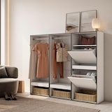 thumbnail of Roupeiro aberto, Guarda-roupa,Armário aberto, 180x35x145cm, Para quarto, dormitório, Sapateira, Estilo moderno, Branco _ 438_4