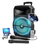 thumbnail of Enceinte sono Karaoké MYDJ MDJ 12 RVB à LEDs, 600W 12" USB, Bluetooth, PC, Application Micros VHF et filaire, lumière OVNI
