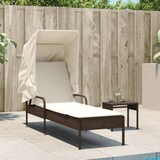 thumbnail of vidaXL Sonnenliege mit Dach Braun Poly Rattan