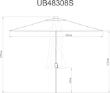 thumbnail of METRO Professional Parasol, aluminium / polyester, 3 x 3 m, UV-bescherming, waterafstotend, zilver / platina