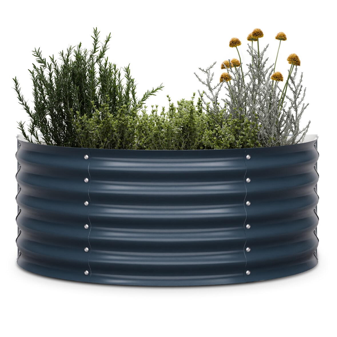 High Grow Half Circle Hochbeet 105 x 43 x 60cm Stahl-Wellblech einfacher Aufbau rost- und frostsicherAnthrazit