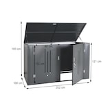 thumbnail of 2er-Fahrradgarage HWC-K64, Gerätehaus Fahrradbox mit Deckel, abschließbar Metall 121x202x100cm, anthrazit