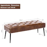 thumbnail of Décoshop26 - Banc banquette rembourré capitonné en synthétique marron orangé pieds métal noir BAN09013