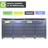 thumbnail of Mülltonnenbox 4er Tonne | bis 240 Liter | Anthrazitgrau RAL 7016 | verzinkter Stahl | Premium Dämpfer| Aufkleber-Set | wetterfest
