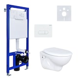 thumbnail of Hänge Wand WC mit Spülkasten, Vorwandelement, Schallschutz und Betätigungsplatte Komplett-Set