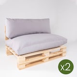 thumbnail of Pack de 2 Sofás de paletes com almofadas, em pinho novo, Poliéster 180 gr, Cor Pedra, 120x80x70