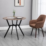 thumbnail of HOMCOM mesa de comedor redonda mesa de cocina industrial con tapa de madera y marco de acero para salón carga 60 kg Ø90x76 cm marrón