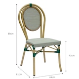 thumbnail of METRO PROFESSIONAL Chaise bistrot de terrasse PASSY, aluminium/dossier textile, aspect bamboo, vert/beige