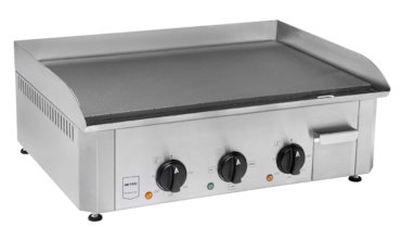 METRO Professional Plancha électrique GEG2001, Acier inoxydable, 62 x 45 x 19 cm, 3500 W, 2 zones de chauffage, bac de récupération amovible, argenté