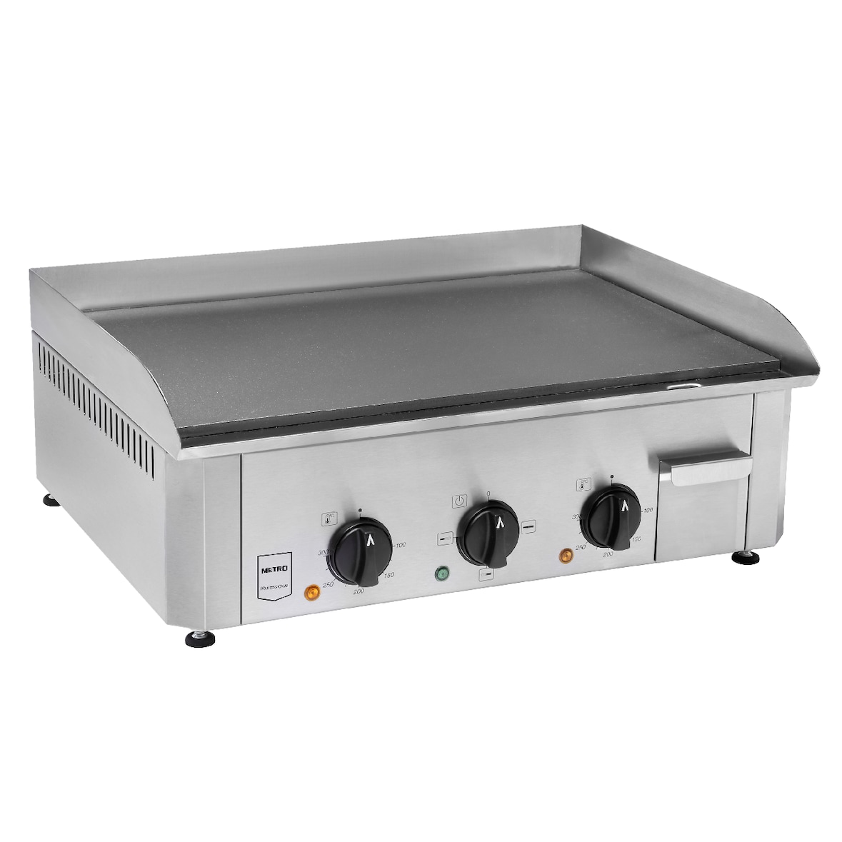 METRO Professional Plancha de mesa eléctrica GEG2001, acero inoxidable, 62x45x19 cm, 3500 W, 2 zonas de cocción, bandeja para grasa extraíble, plata