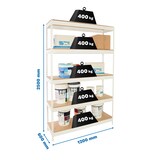 thumbnail of Estanteria metalica de media carga Ecoforte  chipboard 5 estantes blanco/madera 2500x1200x600