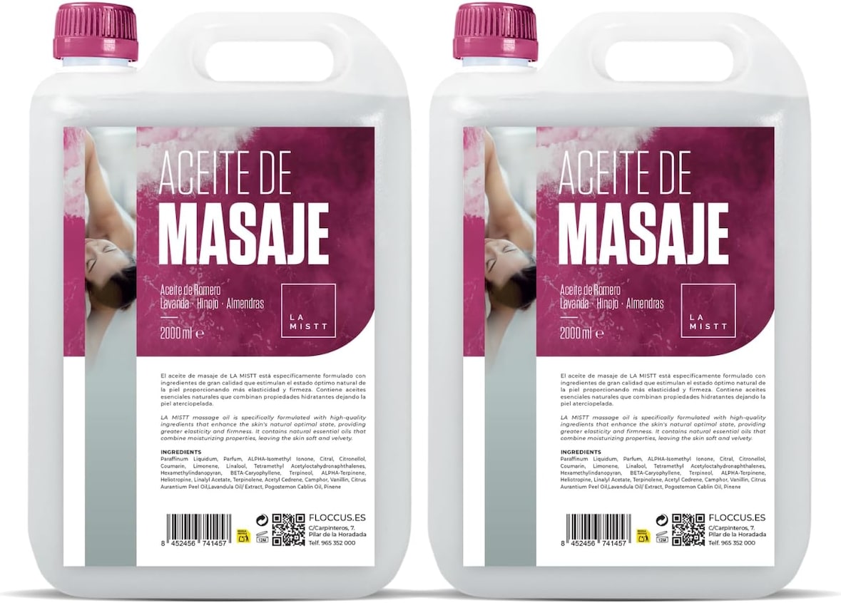 Süßmandel-, Rosmarin-, Lavendel-, Fenchel- und Rosmarinöl 2 x 2 Liter | Professionelles Massageöl | Körperöl