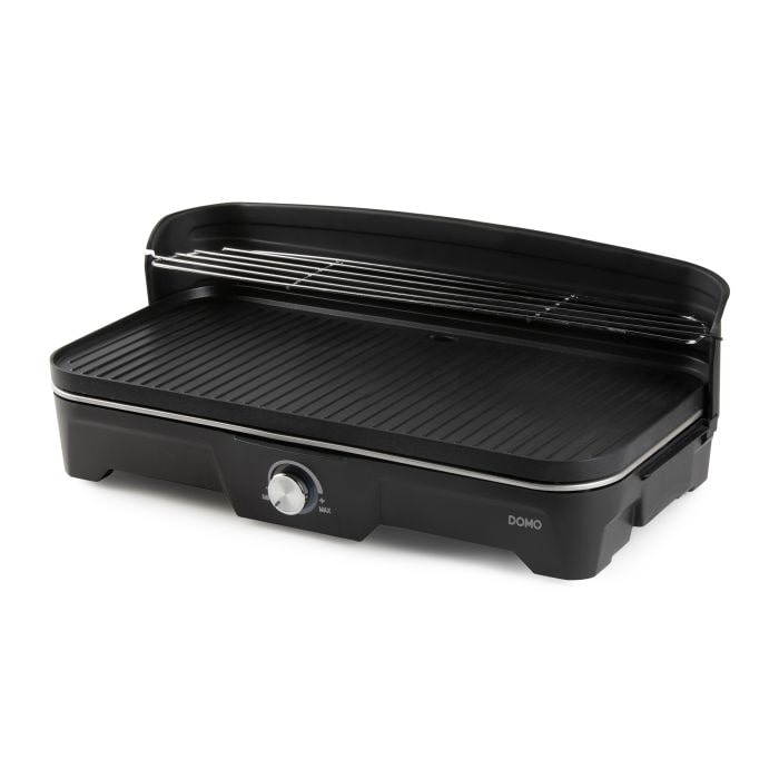 Domo, griglia da tavolo barbecue elettrico, in metallo, con piastra antiaderente misura 50 x 25 cm