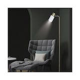 thumbnail of Candeeiro de pé da Colecção Maena em branco e latão. 1 x E-14 40W Max.