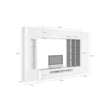 thumbnail of Dmora Wohnzimmermöbel Ocean, TV-Ständer Wohnzimmer-Set, Mehrzweck-Wohnzimmermöbel mit LED-Beleuchtung, cm 290x40h192, glänzend weiß und Schiefer