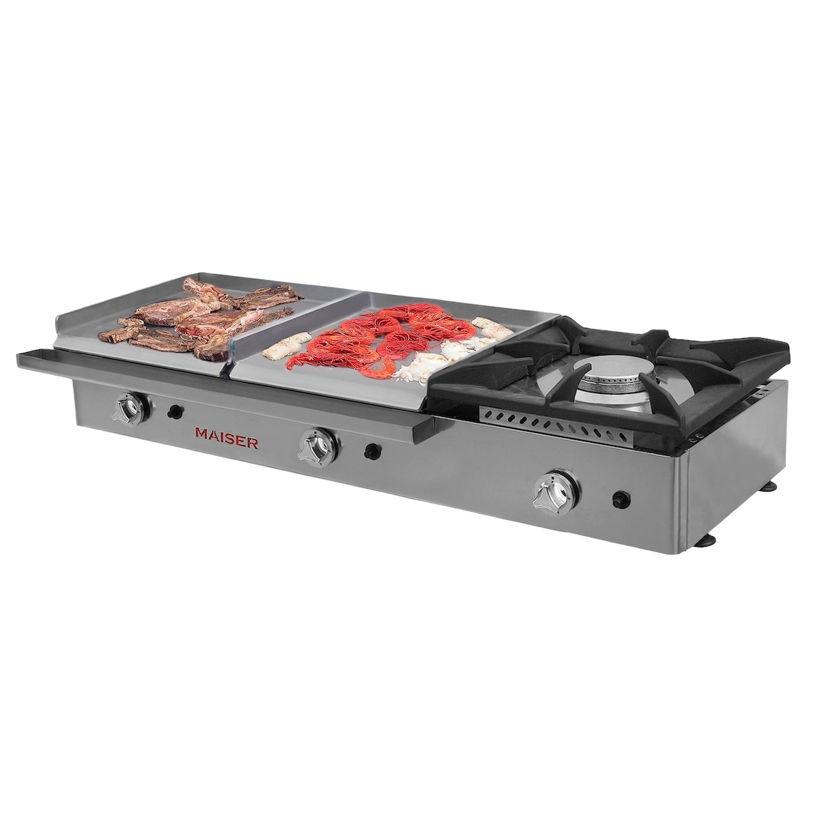 MAISER plancha a gas 40+40 acero laminado con fogón