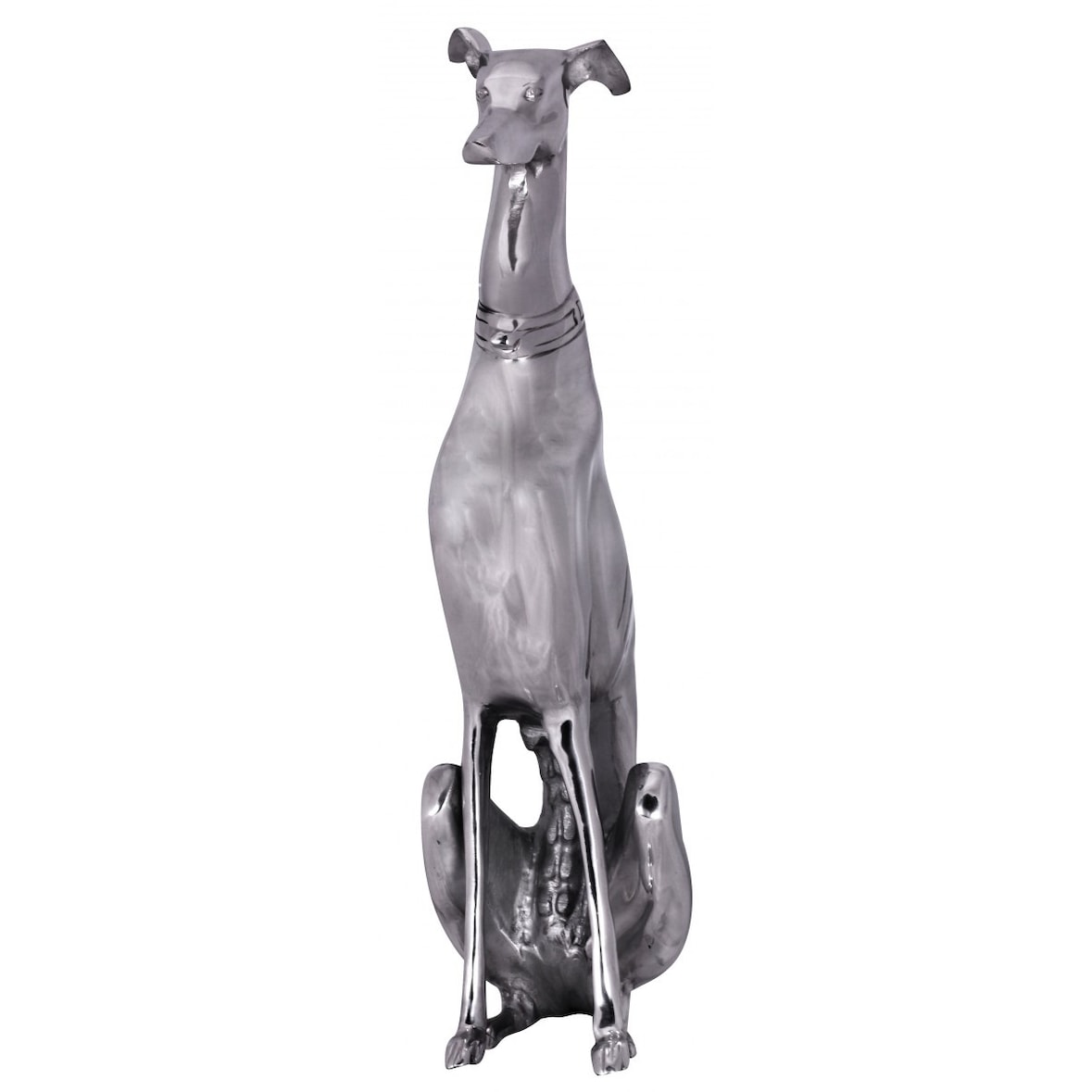 FineBuy Deko Design Dog aus Aluminium silbern Windhund Skulptur Hundestatue
