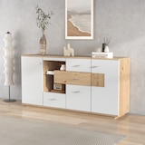 thumbnail of Merax Modernes Sideboard-Schrank mit viel Stauraum, mit LED-Beleuchtung, Glasablage, Holzoptik, Organizer, Kommode