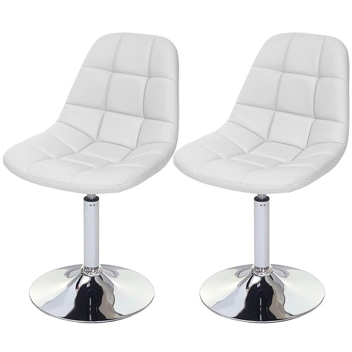 Décoshop26 - 2x chaises de salle à manger en synthétique blanc pied chromé pivotant CDS04425