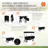 thumbnail of Hauki Bollerwagen L Schwarz, faltbar mit Dach, Handwagen klappbar, bis 80 kg, 2 Netztaschen + Außentasche, Bremse, Transportwagen Kinder
