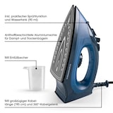 thumbnail of CLEANmaxx Dampfbügeleisen mit Temperatureinstellung 2200W blau/dunkelblau m. Keramiksohle + CH-Stecker