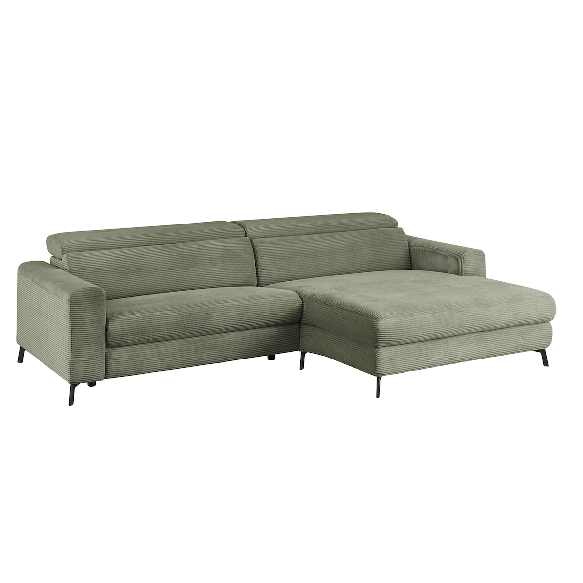 KAWOLA Sofa LAISKA Ecksofa Cord olivgrün Longchair rechts