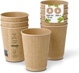 thumbnail of BIOZOYG 250 Stück Riffelbecher 300 ml / 12 oz Kaffee To Go Pappbecher, ungebleicht braun, Einwegbecher, Nachhaltig, Biologisch Abbaubar, Einwegbecher