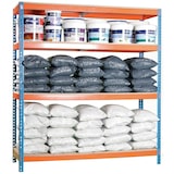 thumbnail of SimonRack Industrieregal, 2000x1800x750 mm, 400 kg am Biegepunkt, 4 Holzböden, Garagenregal, Blau/Orange/Holz- Ecoforte