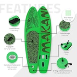 thumbnail of ECD Germany Aufblasbares SUP Board Makani 320×80×15 cm Grün – Komplettset mit Pumpe/Tragetasche/Zubehör, PVC, bis 120 kg