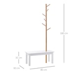 thumbnail of HOMCOM Cabide de Pé com Banco Pendurador Tipo Árvore Moderno 6 Ganchos para Pendurar Roupa Malas Corredor Entrada Bambu e MDF 80x30x180cm