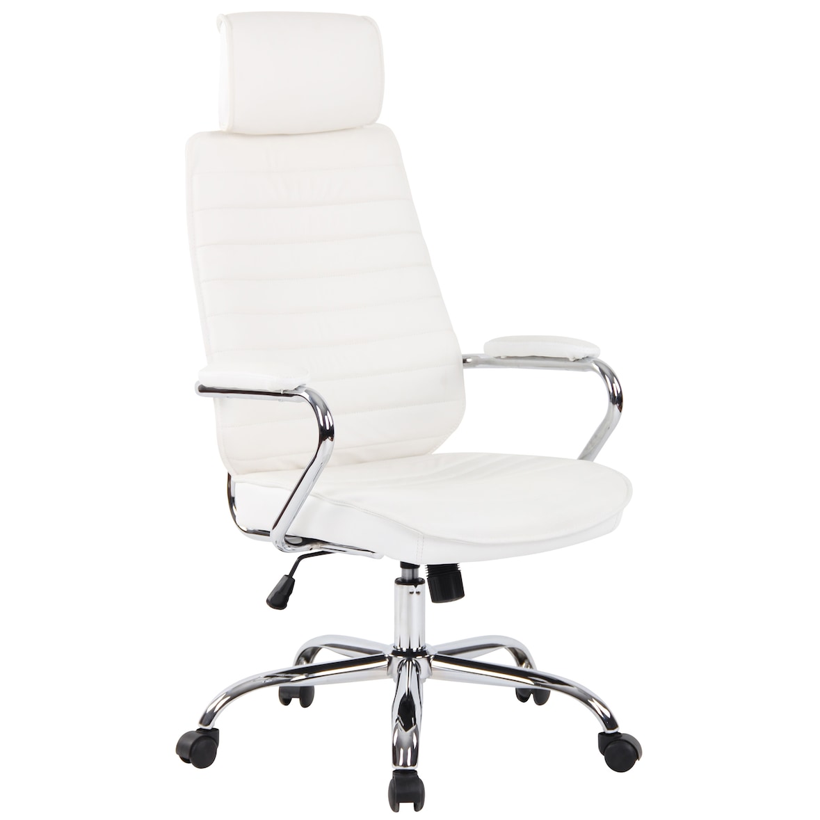 Fauteuil de bureau  Rako en véritable cuir ajustable et pivotant Blanc