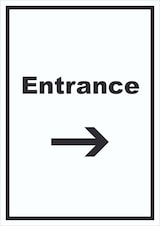thumbnail of Entrance Schild mit Text und Richtungspfeil rechts Eingang hochkant A3 Rückseite selbstklebend