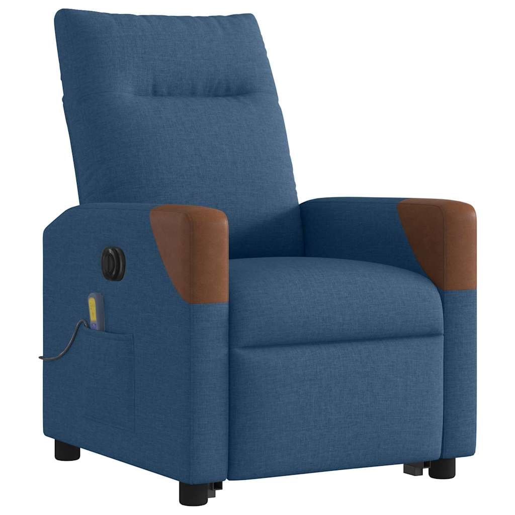 vidaXL Massagesessel mit Aufstehhilfe Elektrisch Blau Stoff