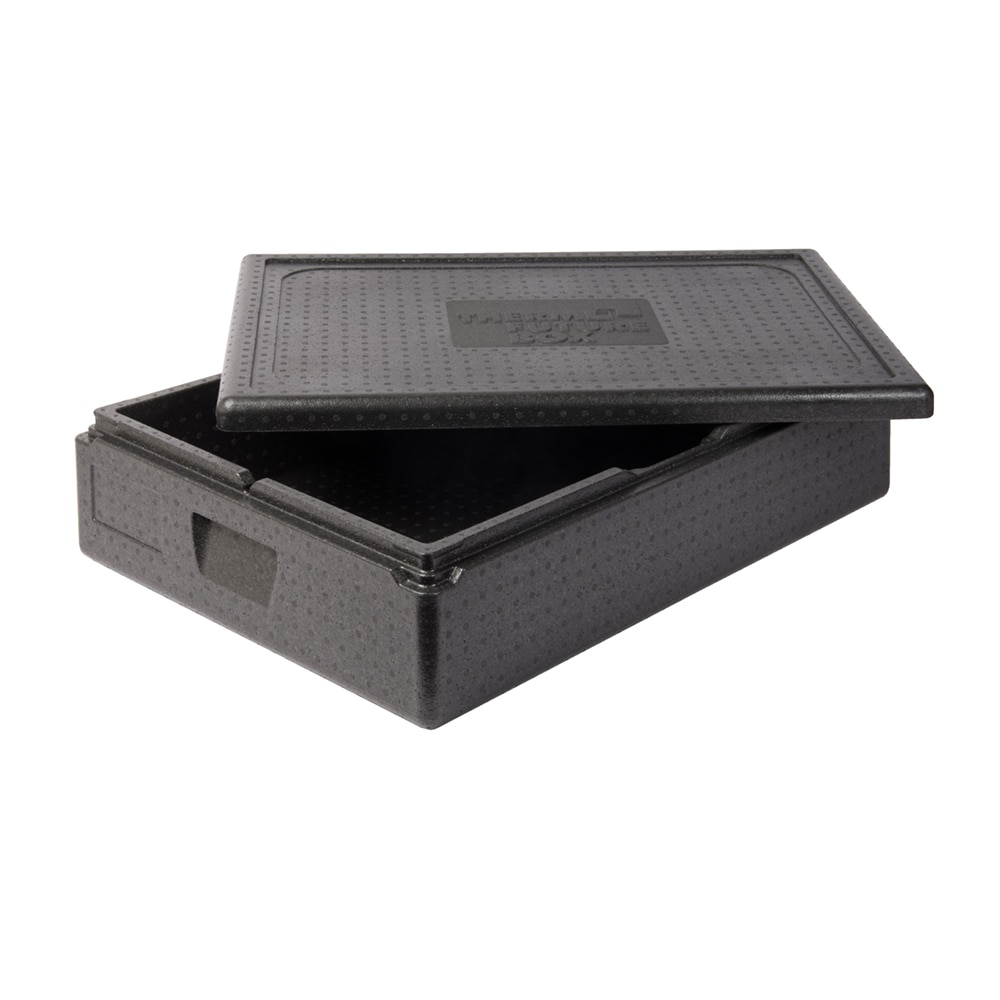 Thermo Future Box, Allround 60 x 40, Isolierbox schwarz mit Deckel, 120 mm tief, 32 Liter, robust, nachhaltig aus EPP