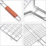 thumbnail of Grelhador portátil dobrável em aço inoxidável com cabo de madeira 32x32-60cm COSHANO