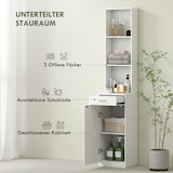 thumbnail of Badezimmerschrank Hochschrank Weiß 35x31x179 cm schmal mit Schublade Tür offenen Fächern verstellbarem Regal Kippschutz melaminbeschichtet