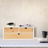thumbnail of Relaxdays Schreibtisch Organizer, 3 Schubladen, für Büroutensilien, HxBxT: 14 x 33 x 21 cm, Bambus & MDF, weiß/natur