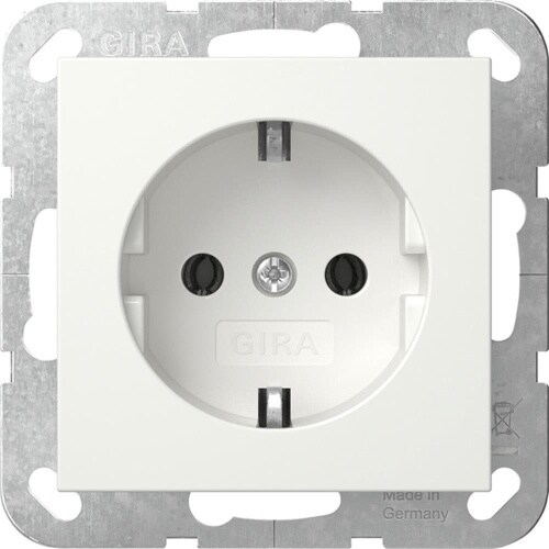 System 55 SCHUKO-Steckdose, 1f, reinweiß, glänzend, Unterputz, horizontal/vertikal, 16A, IP20, Zentralplatte