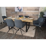 thumbnail of Set van 6 eetkamerstoelen HWC-L80, keukenstoel met armleuningen, draaibaar, metaal stof/textiel ~ antraciet