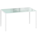 thumbnail of HOMCOM mesa de comedor de cristal, mesa rectangular para 6 personas con patas de metal, para cocina, salón, 140x80x75 cm, blanco