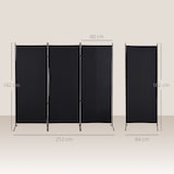 thumbnail of HOMCOM biombo de 3 paneles, biombo separador de ambientes plegable con 6 pies de metal, divisor de habitaciones, salón, dormitorio, 253x182 cm, negro