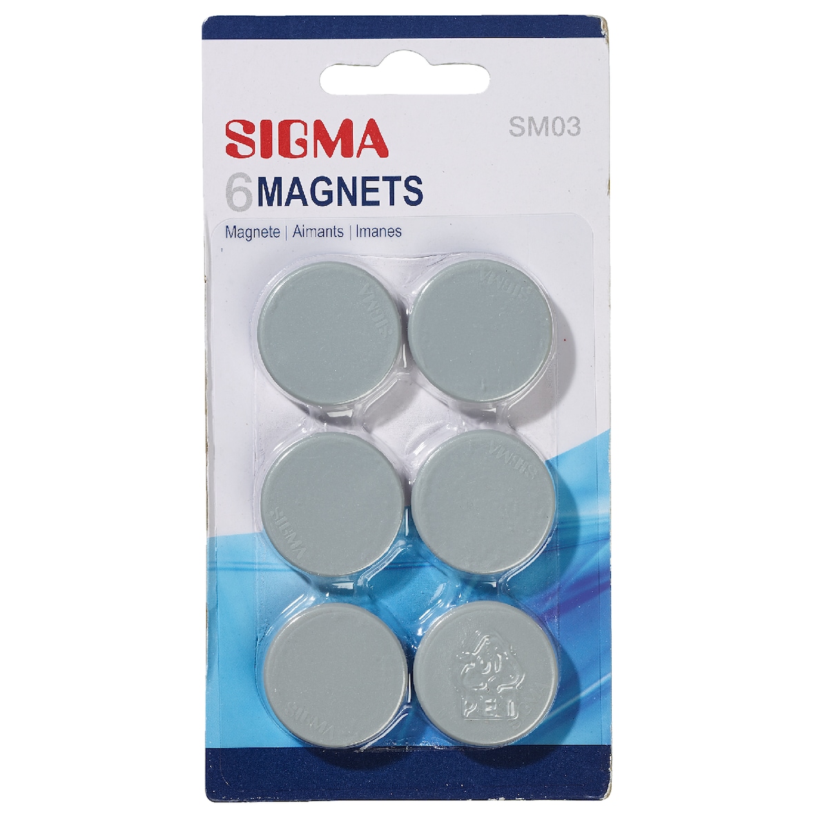 SIGMA Ímanes, poliestireno, Ø 3.2 cm, prateado, 6 unidades