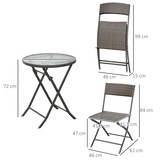 thumbnail of Outsunny Conjunto de Mesa e 2 Cadeiras Móveis Ratan para Jardím Exterior Pátio Terraço Dobrável Estrutura Aço