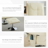 thumbnail of Relaxsessel mit Liegefunktion 76x75x103 Massagesessel 5-Punkte Massage Heizfunktion 360° drehbar mit Hocker Beige