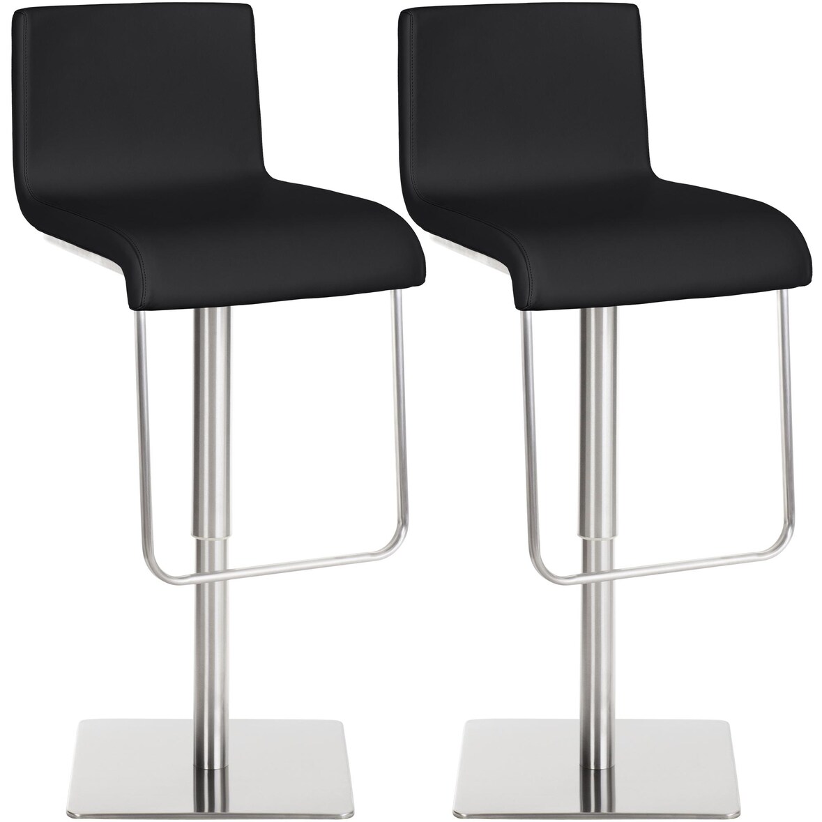 Set di 2 sgabelli da bar Limon con rivestimento in similpelle nero/acciaio inossidabile