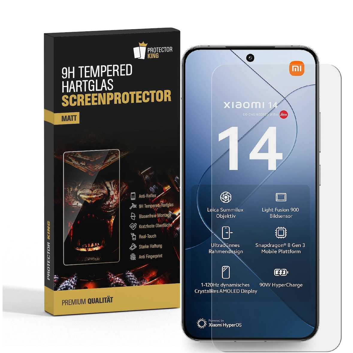 3x 9H Panzerglas für Xiaomi 14 Matt ANT-Reflex echtes Tempered Glass Panzerfolie Displayschutz Schutzglas Schutzfolie Screen-Protector